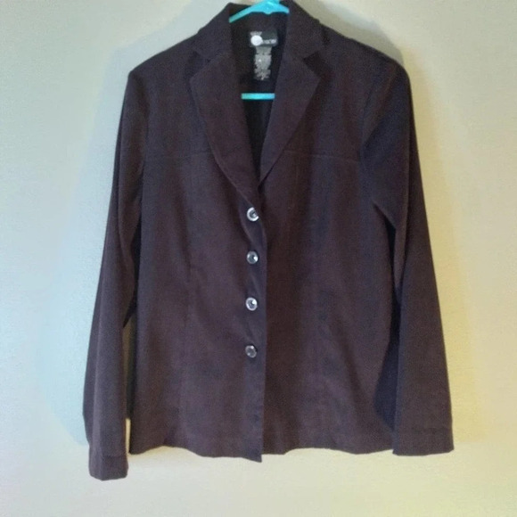 𝅺first Option Rich Eggplant Velvet Button Blazer - Picture 1 of 4